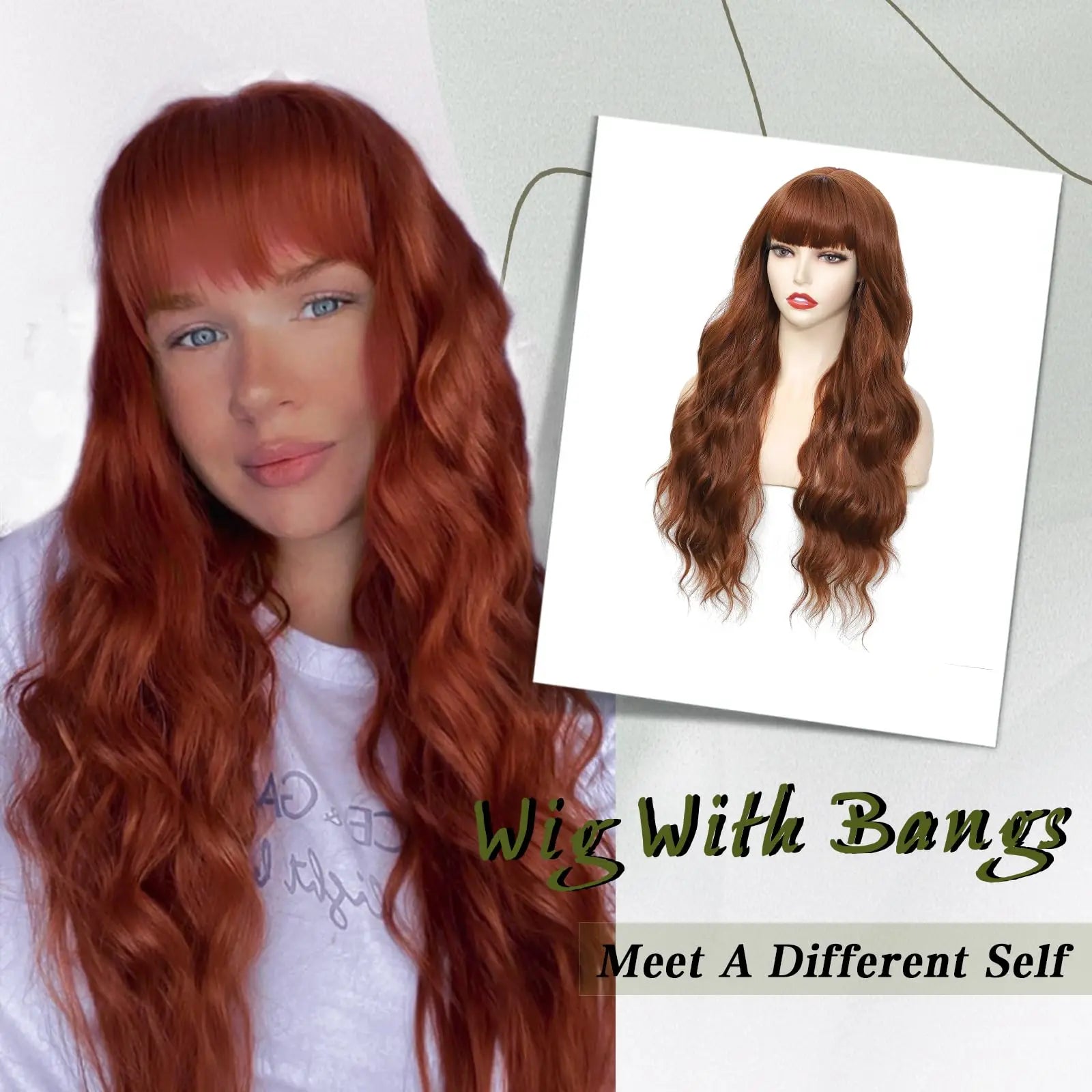 Big wavy light brown synthetic wig for Halloween cosplay, daily festive hair, high-temperature hair accessory