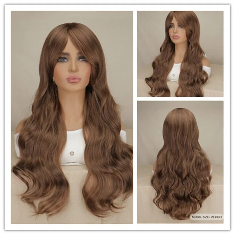Long Black Wavy Hair Wigs