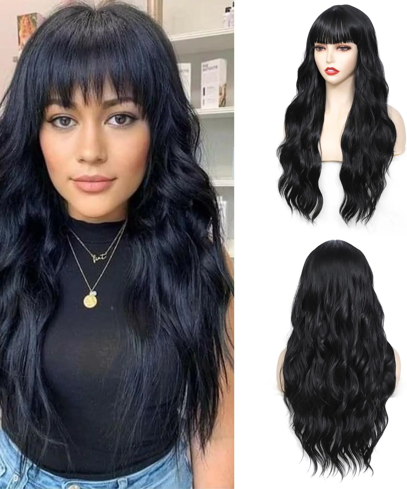 Big wavy light brown synthetic wig for Halloween cosplay, daily festive hair, high-temperature hair accessory
