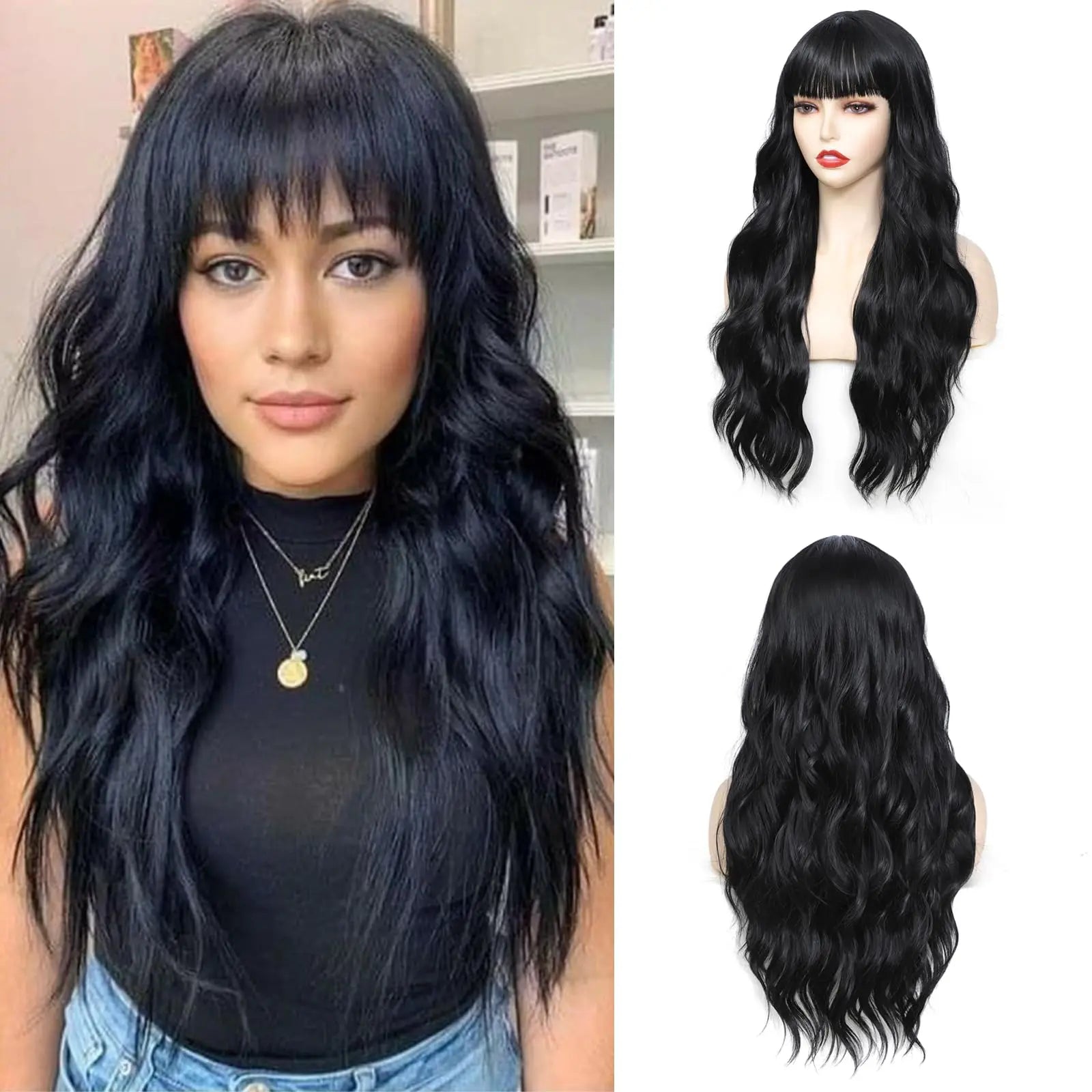 Big wavy light brown synthetic wig for Halloween cosplay, daily festive hair, high-temperature hair accessory