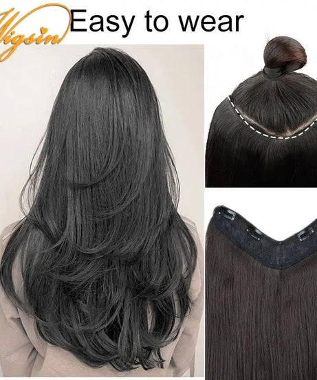 WIGSIN Synthetic 55cm V-shaped Layered 4 Clips