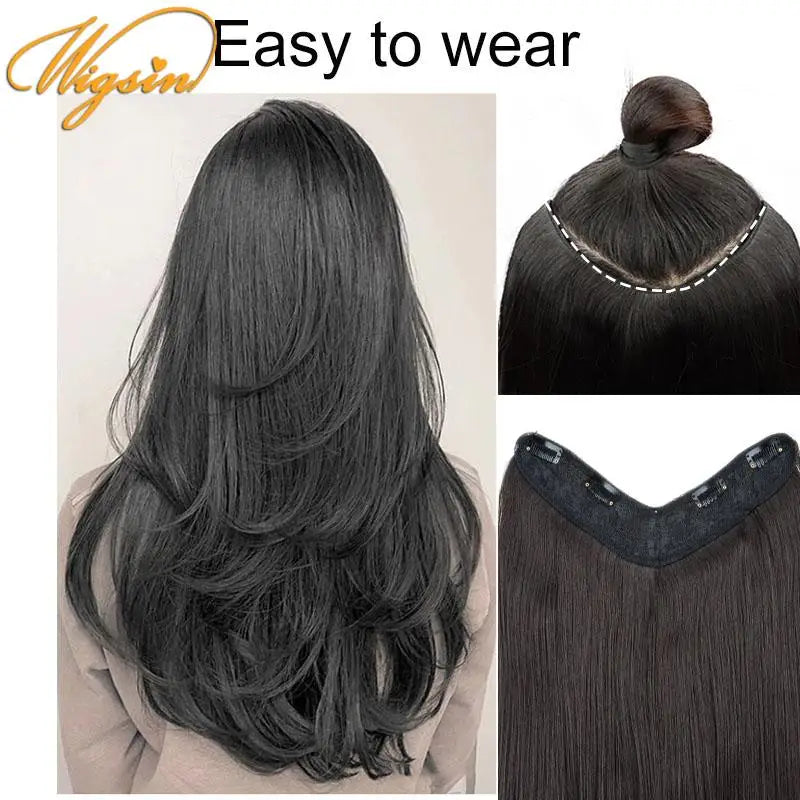 WIGSIN Synthetic 55cm V-shaped Layered 4 Clips