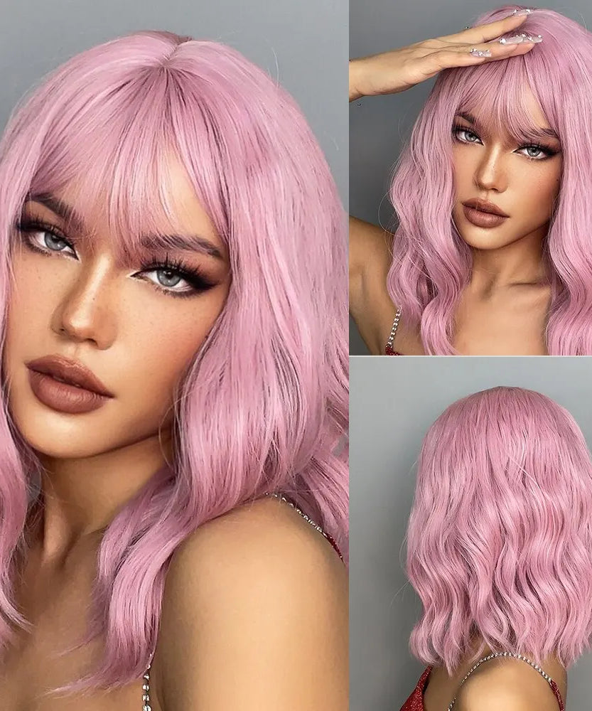 Short Wavy Bob Wigs for Women Dark Brown