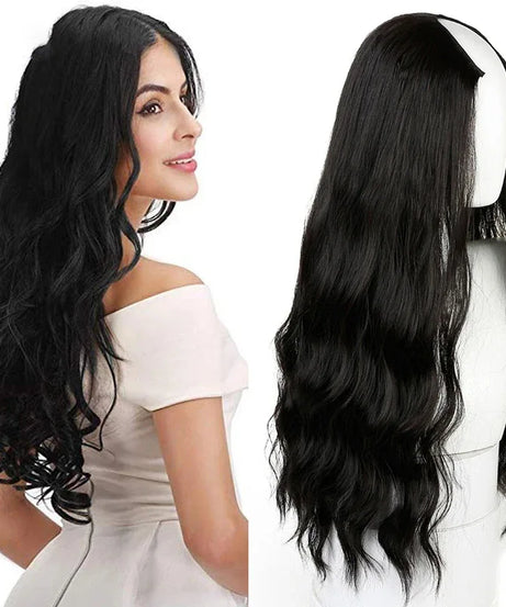 Long Wavy Culry U-Shaped Half Wig for Women