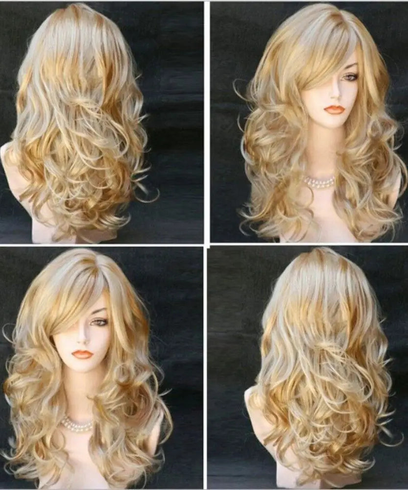 Ladies Blonde Long Curly Wigs