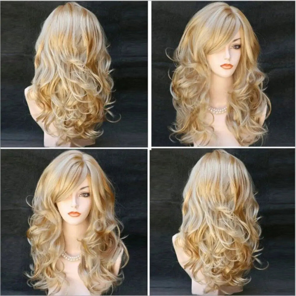 Ladies Blonde Long Curly Wigs