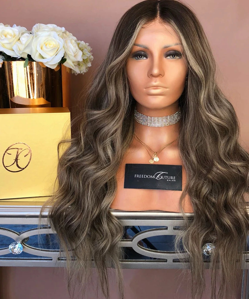 Synthetic Hair Wig Middle Part Curly Wig Brown