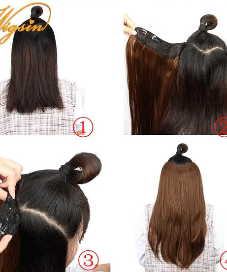 WIGSIN Synthetic 55cm V-shaped Layered 4 Clips