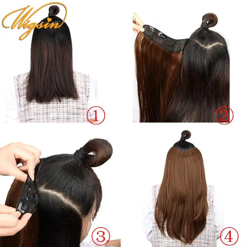WIGSIN Synthetic 55cm V-shaped Layered 4 Clips