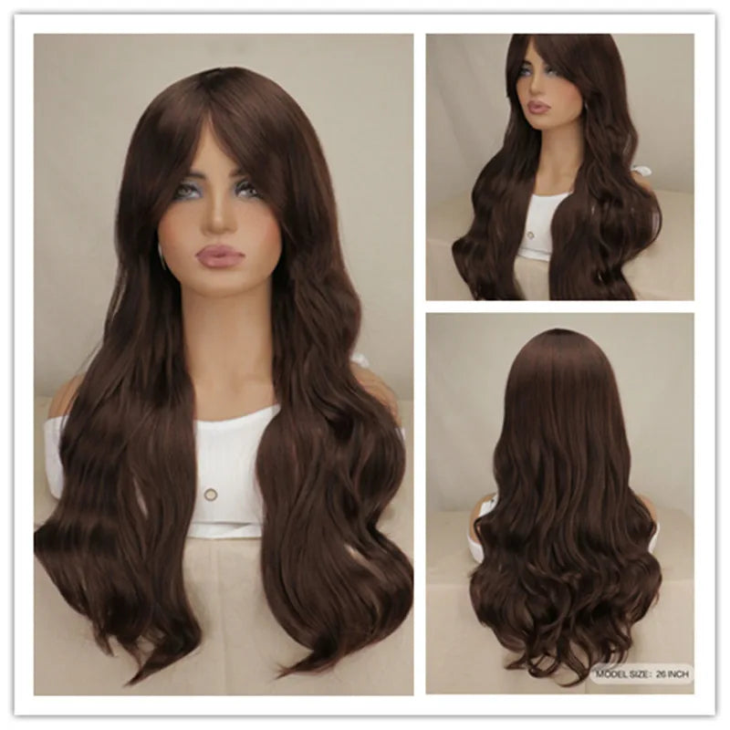 Long Black Wavy Hair Wigs