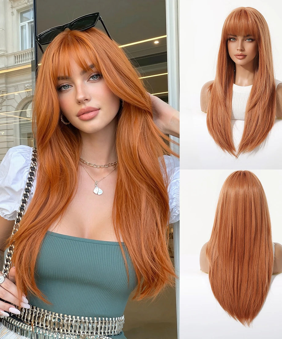 Blonde to Brown Ombre Long Straight Wig for Women