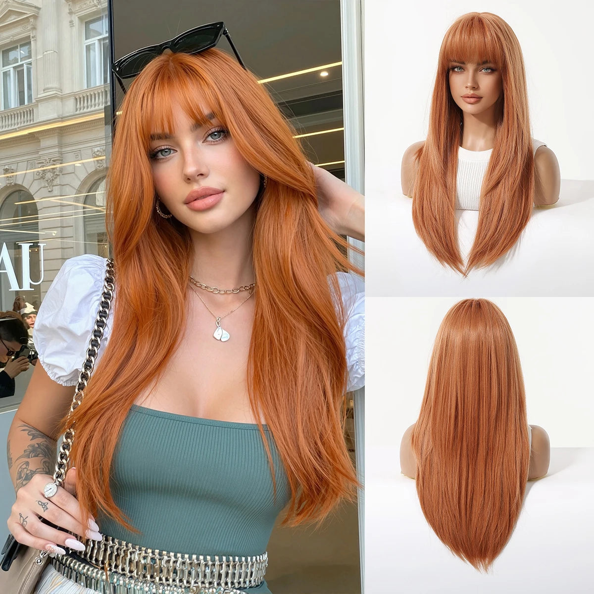 Blonde to Brown Ombre Long Straight Wig for Women