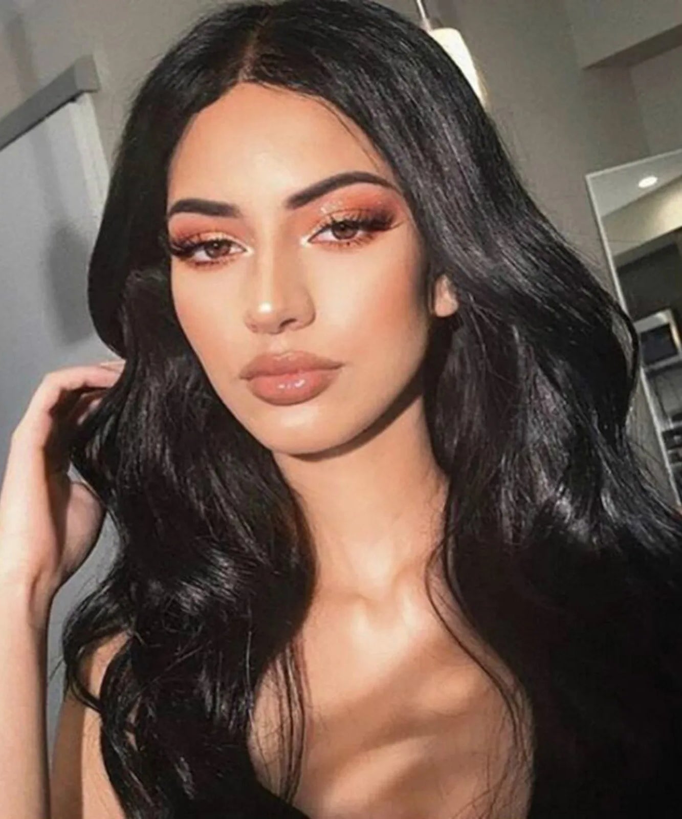 Premium Natural Black Wavy Synthetic Wig  for Women