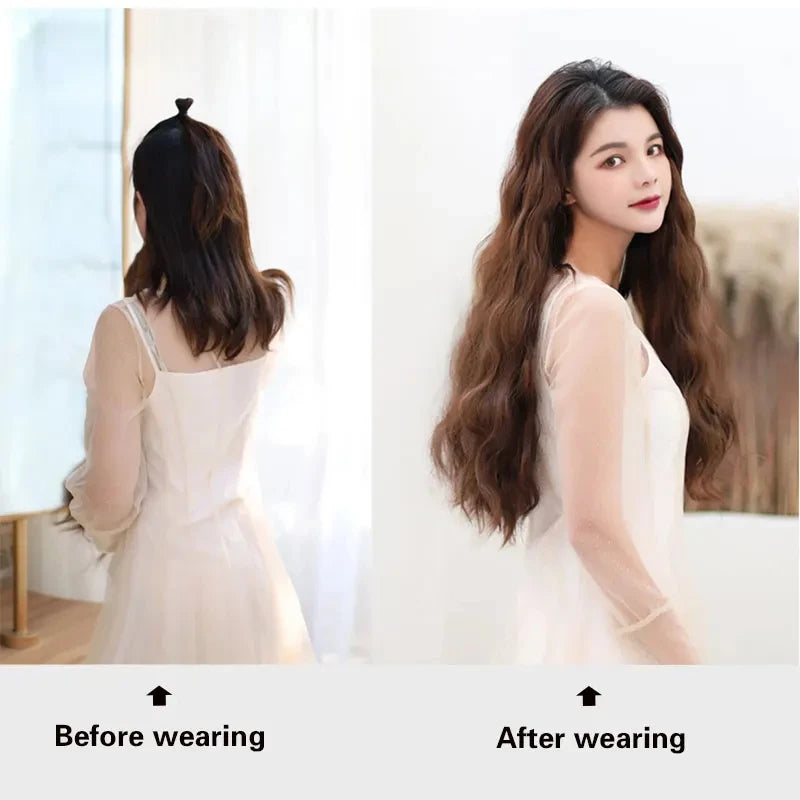 Long Wavy Culry U-Shaped Half Wig for Women