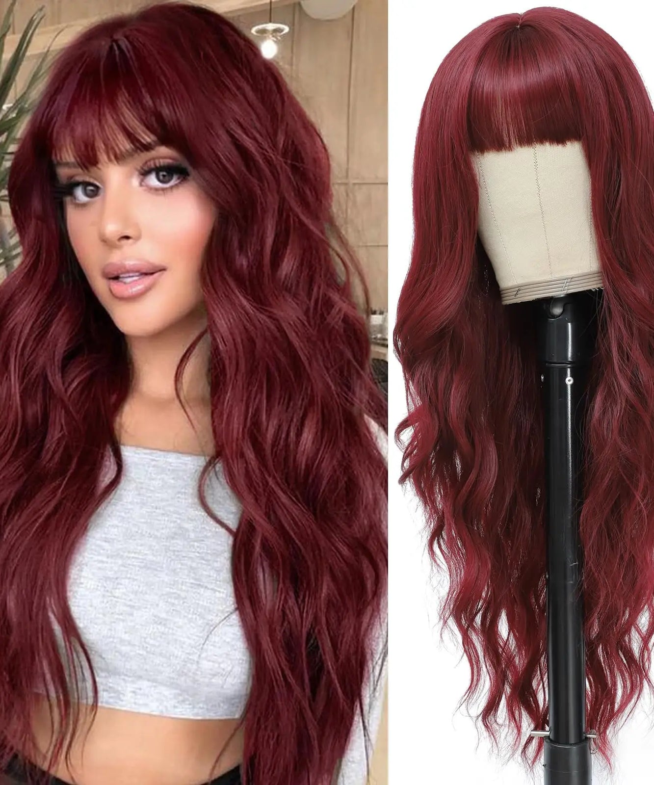 Big wavy light brown synthetic wig for Halloween cosplay, daily festive hair, high-temperature hair accessory