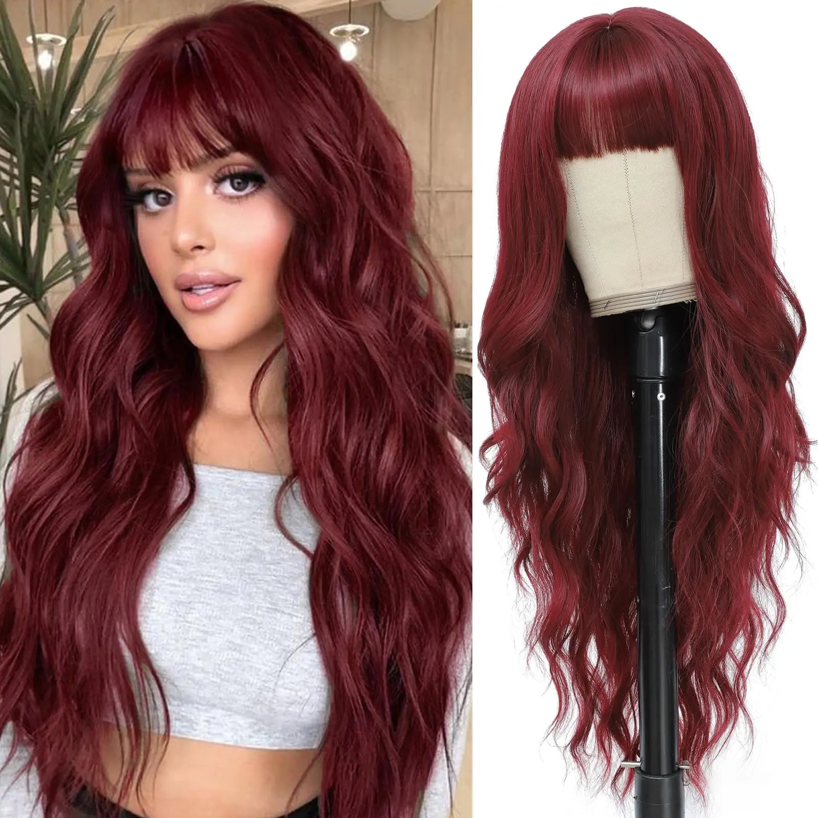 Big wavy light brown synthetic wig for Halloween cosplay, daily festive hair, high-temperature hair accessory