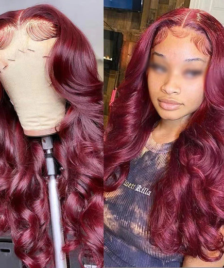European Style Wine Red Big Wave Curly Hair Women