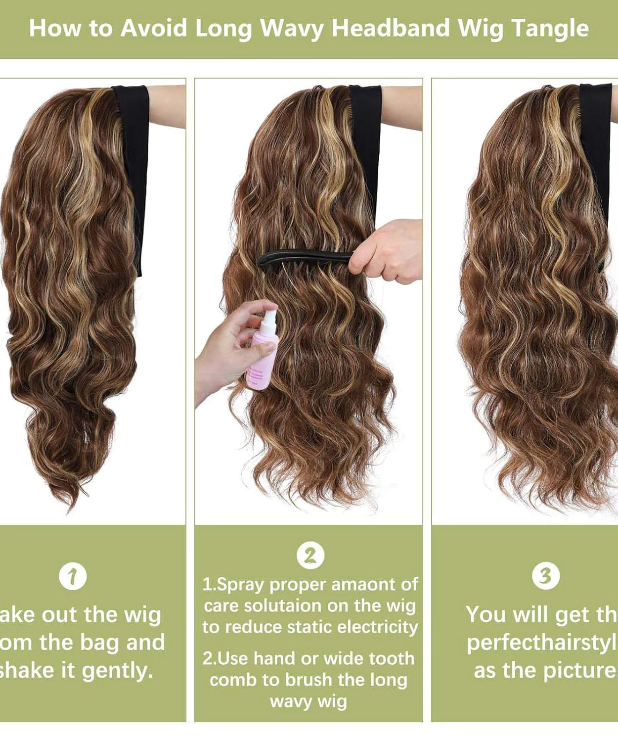 Synthetic Long Wavy Headband Wig for Women