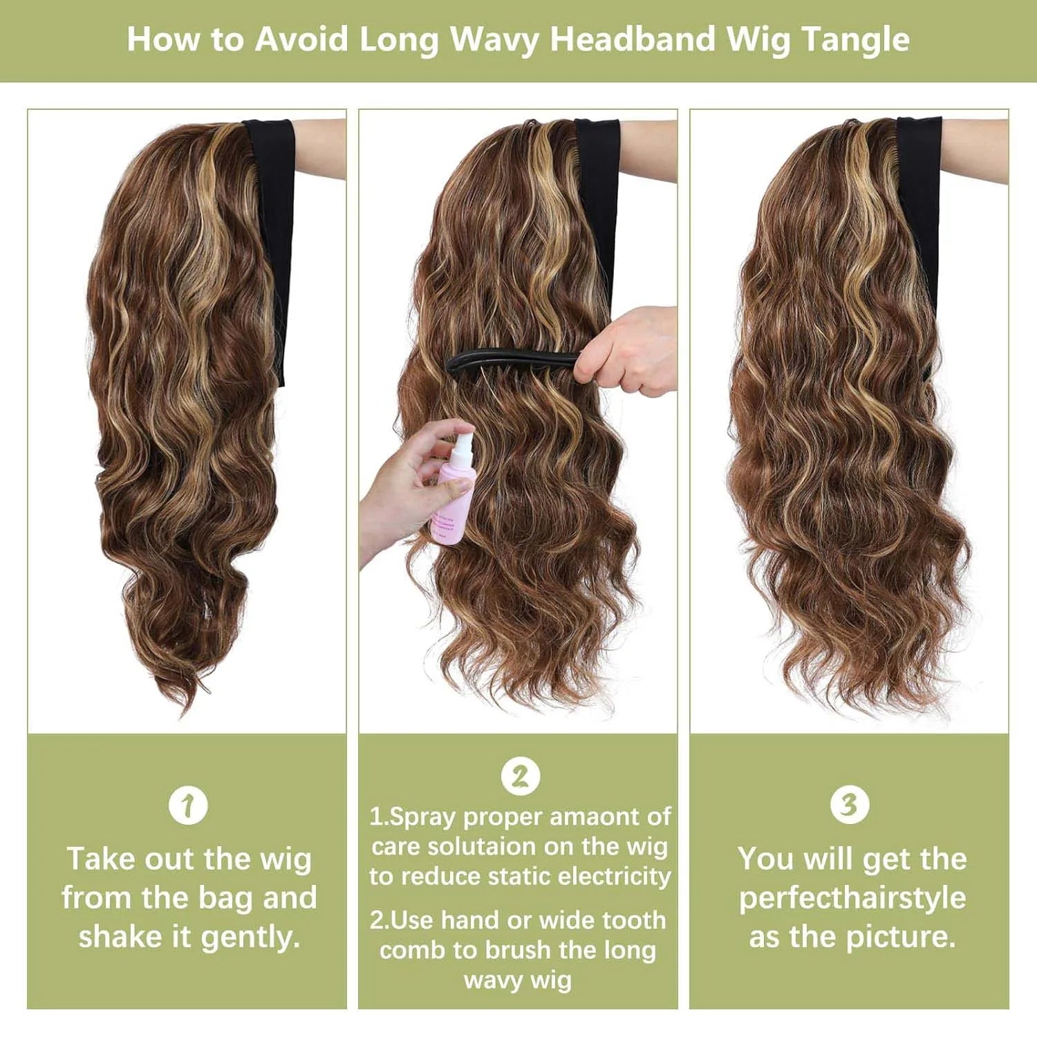 Synthetic Long Wavy Headband Wig for Women
