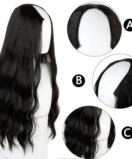 Long Wavy Culry U-Shaped Half Wig for Women