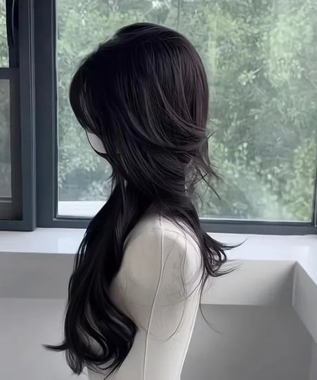 women's long hair black simulated hair new fashionable