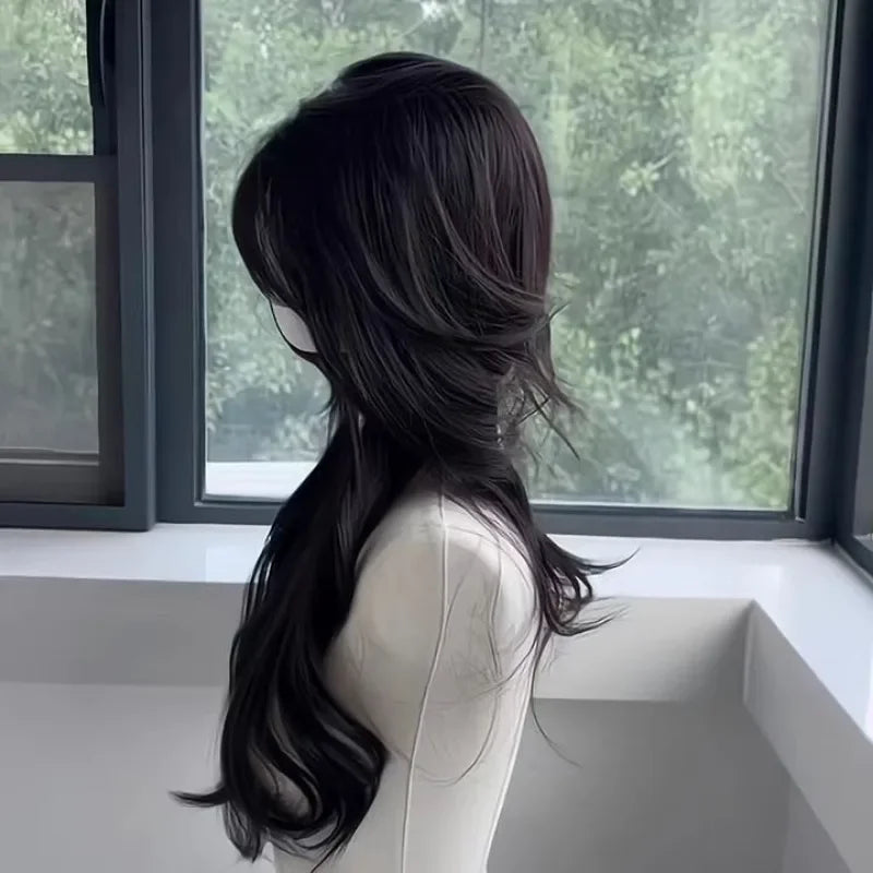 women's long hair black simulated hair new fashionable