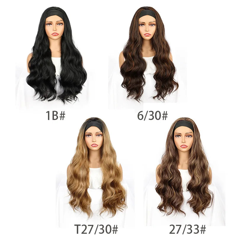 30Inch Synthetic Long Headband Wavy Curly Wigs