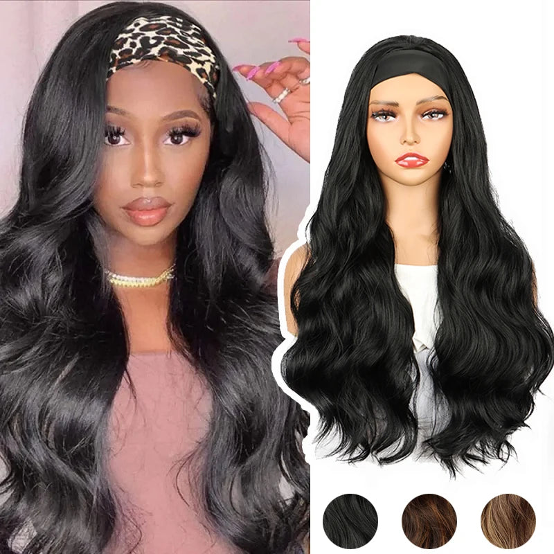 30Inch Synthetic Long Headband Wavy Curly Wigs