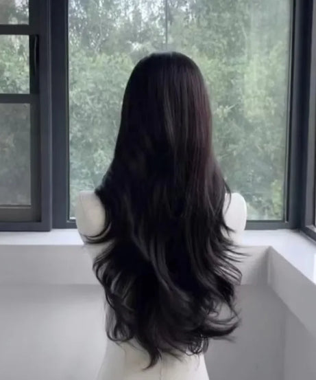 women's long hair black simulated hair new fashionable