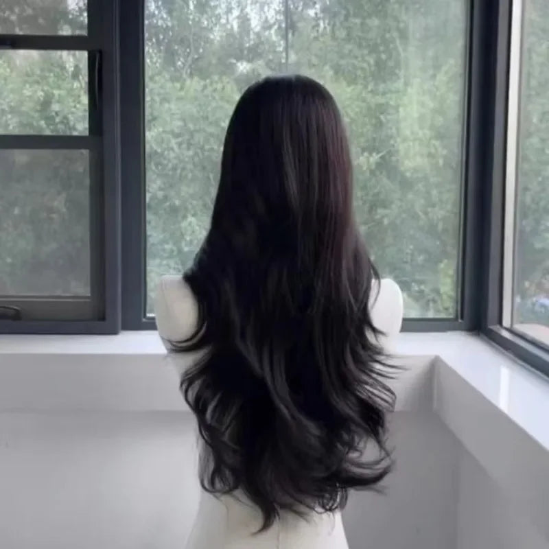 women's long hair black simulated hair new fashionable