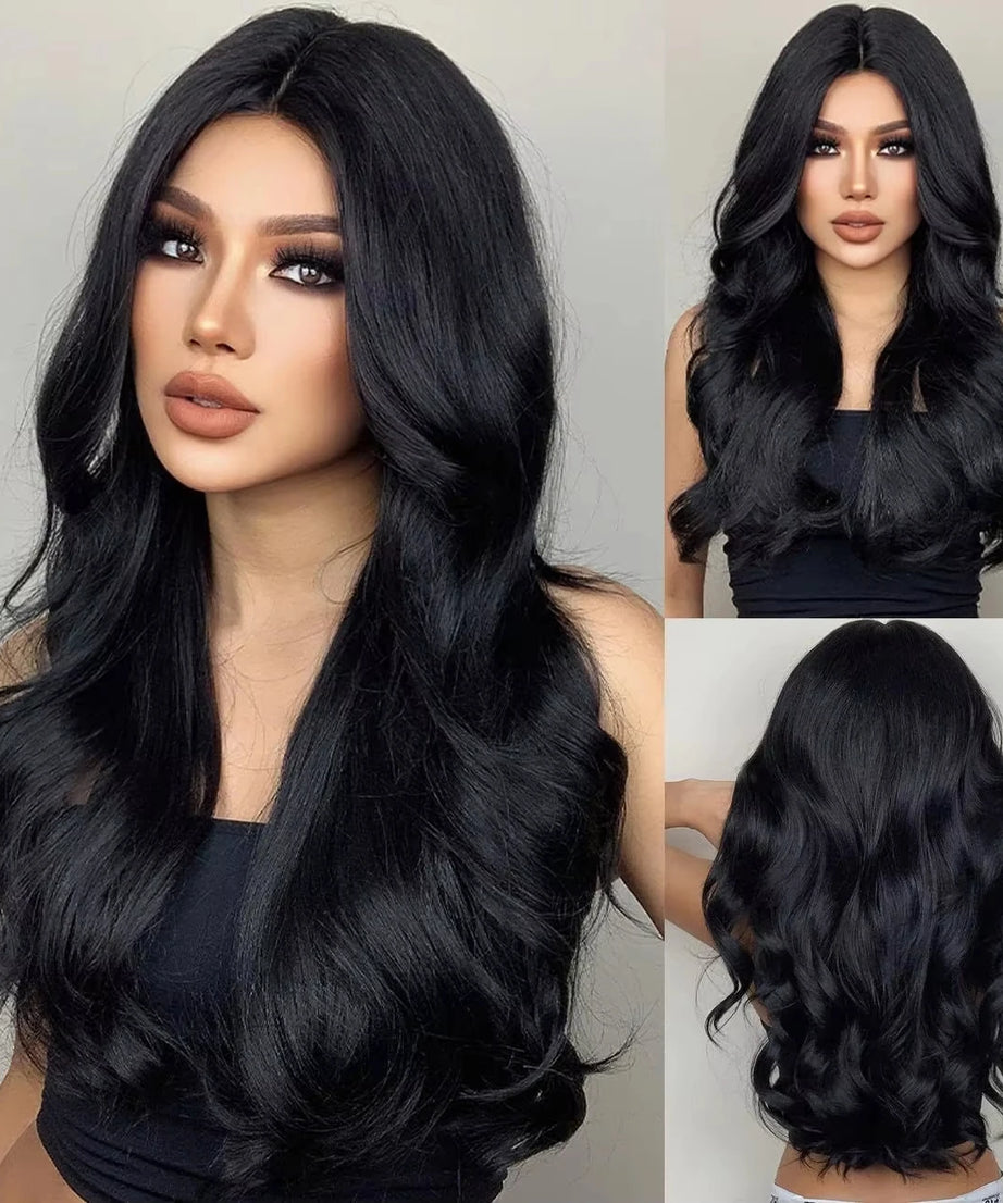 Big wavy light brown synthetic wig for Halloween cosplay, daily festive hair, high-temperature hair accessory