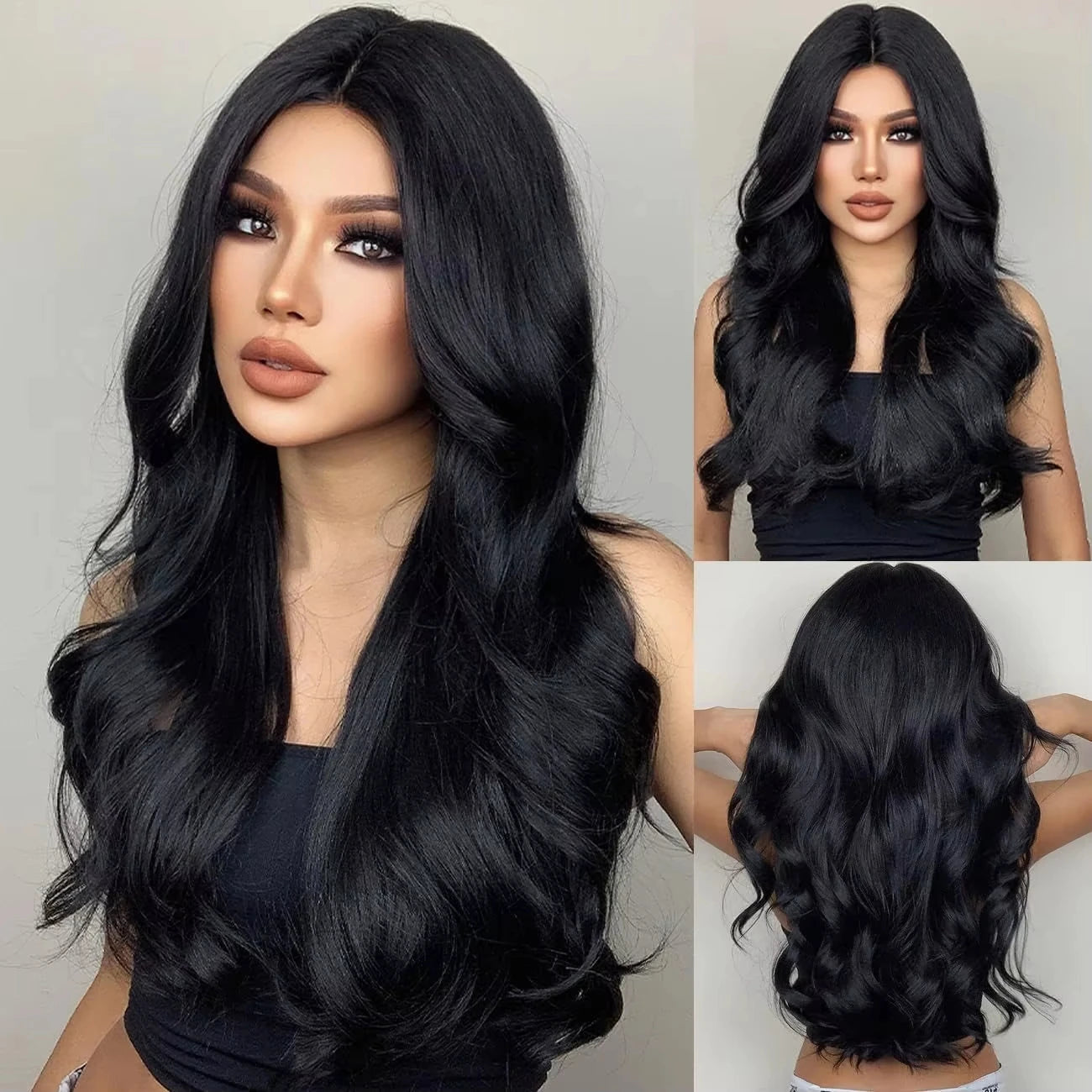 Big wavy light brown synthetic wig for Halloween cosplay, daily festive hair, high-temperature hair accessory