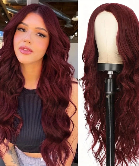 Big wavy light brown synthetic wig for Halloween cosplay, daily festive hair, high-temperature hair accessory