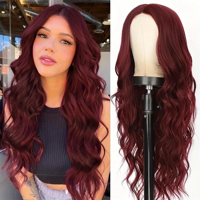 Big wavy light brown synthetic wig for Halloween cosplay, daily festive hair, high-temperature hair accessory