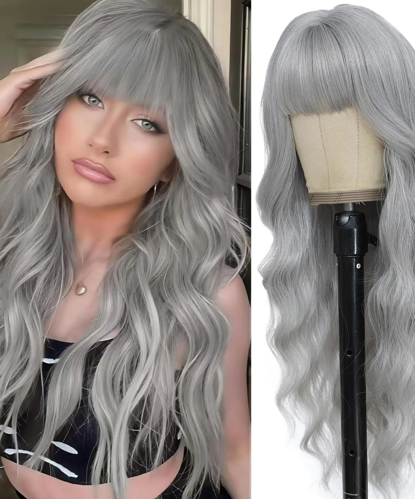 Big wavy light brown synthetic wig for Halloween cosplay, daily festive hair, high-temperature hair accessory