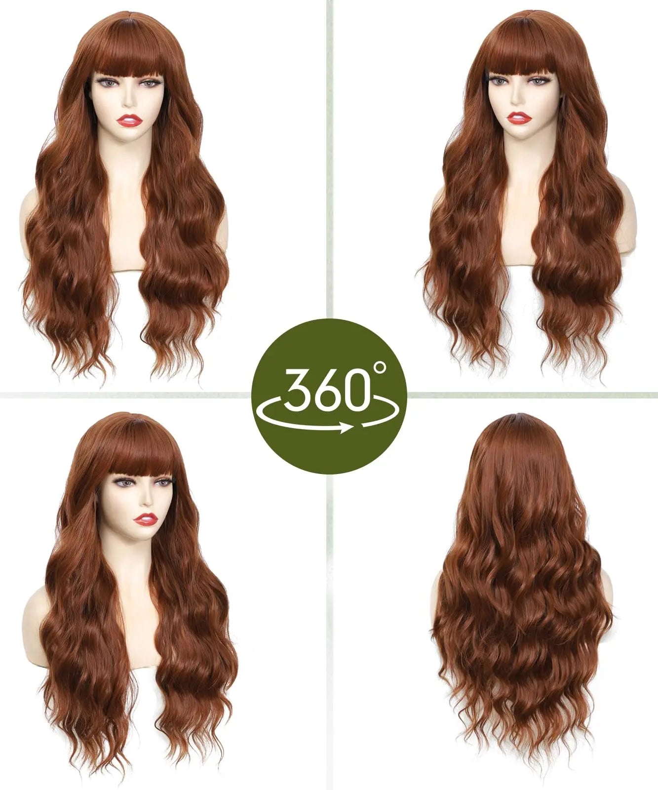 Big wavy light brown synthetic wig for Halloween cosplay, daily festive hair, high-temperature hair accessory