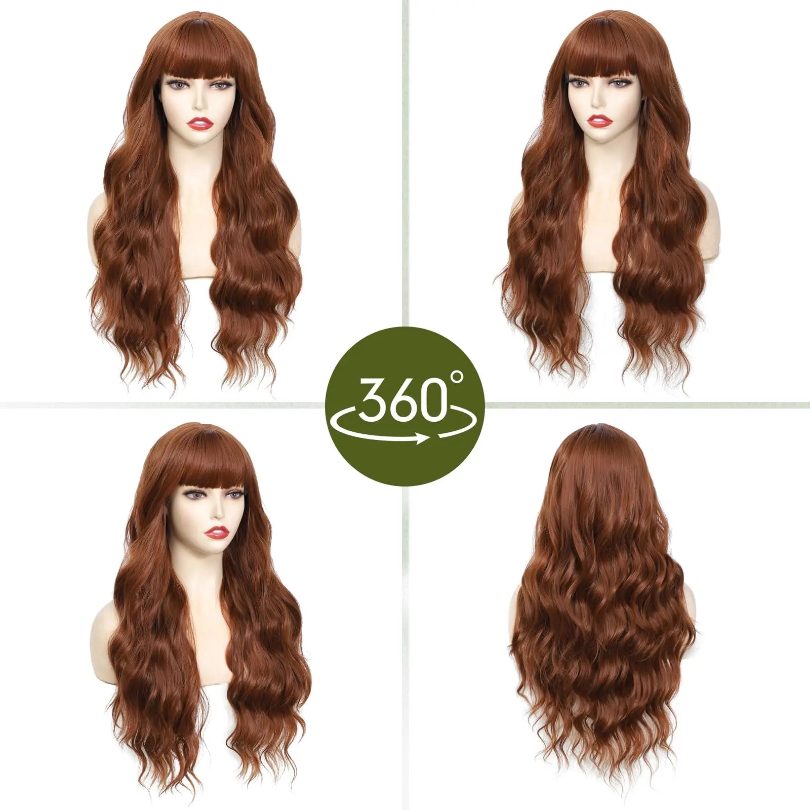 Big wavy light brown synthetic wig for Halloween cosplay, daily festive hair, high-temperature hair accessory