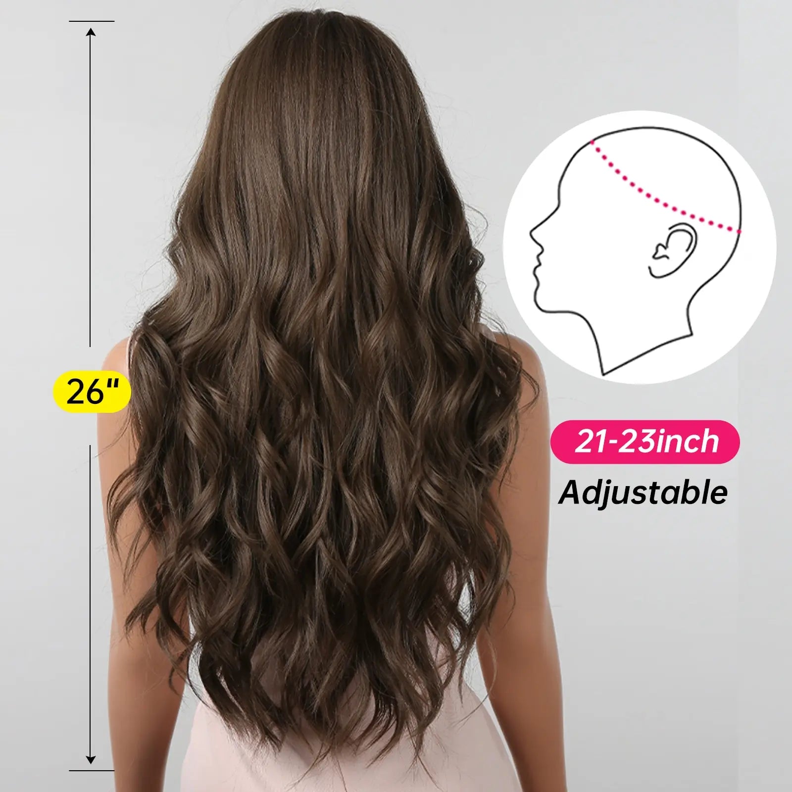 Brown Wavy Wigs for Women with Bangs Long Natural