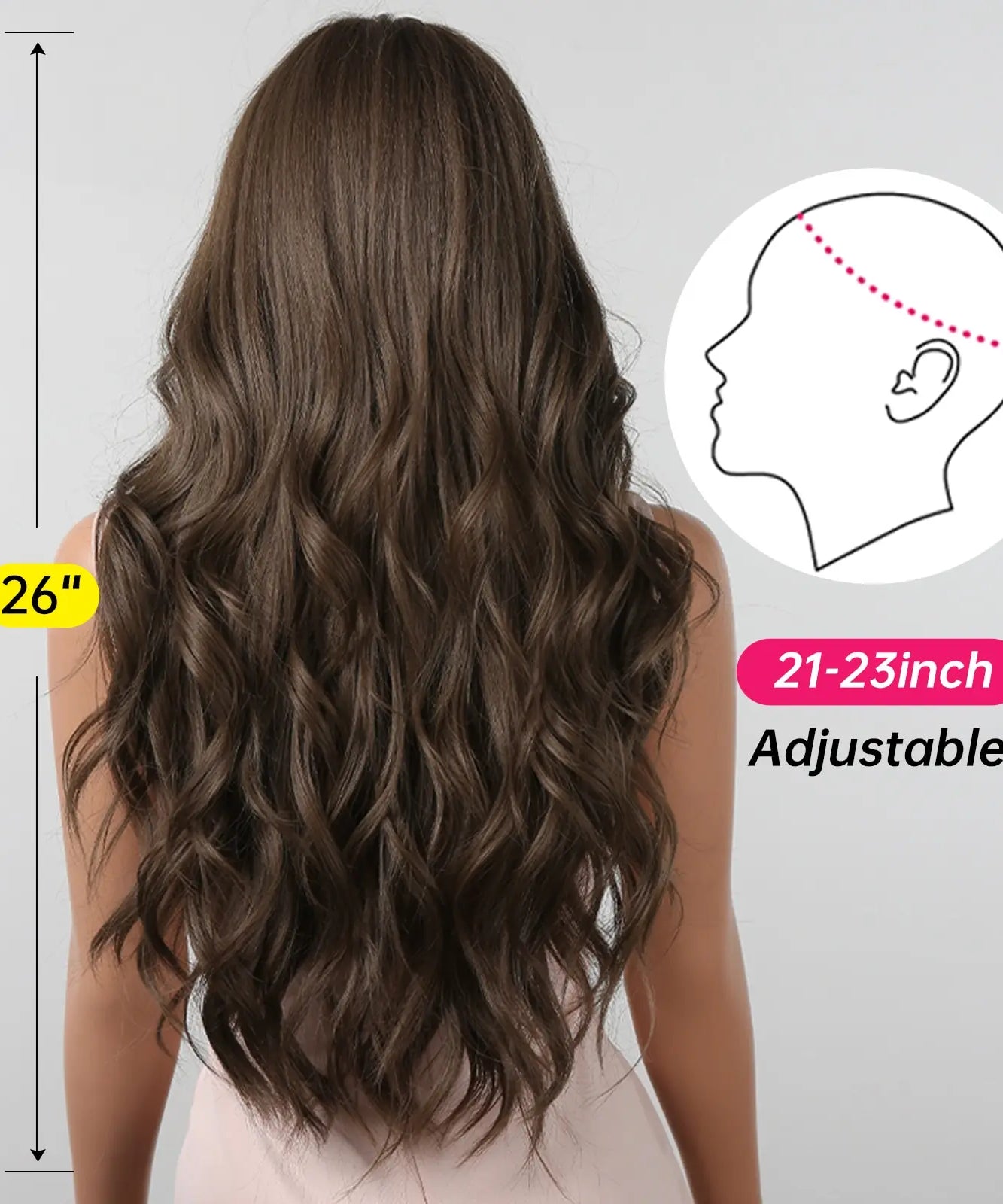 Brown Wavy Wigs for Women with Bangs Long