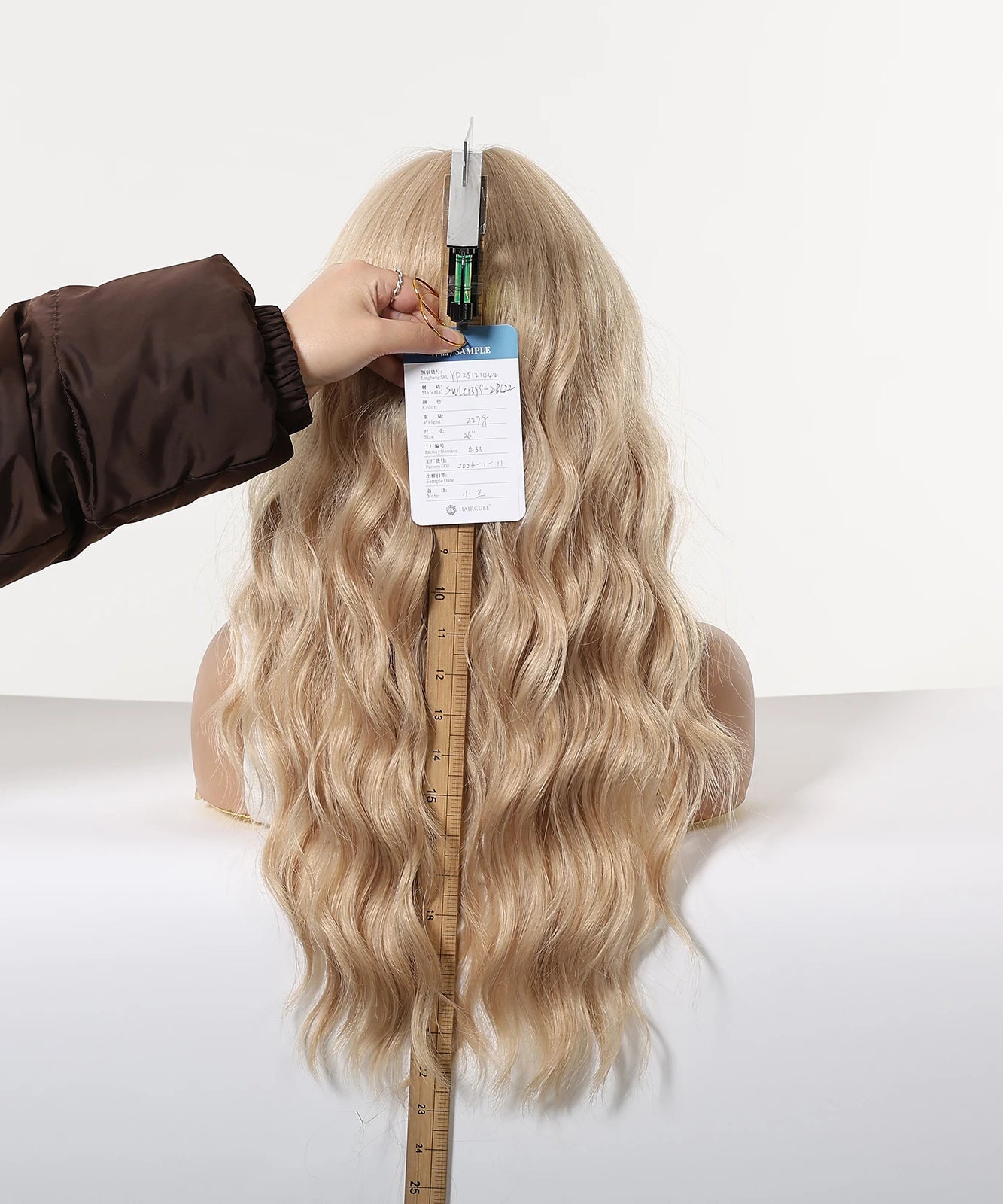 Long Wavy Wig with Bangs Light Blonde Body Wave