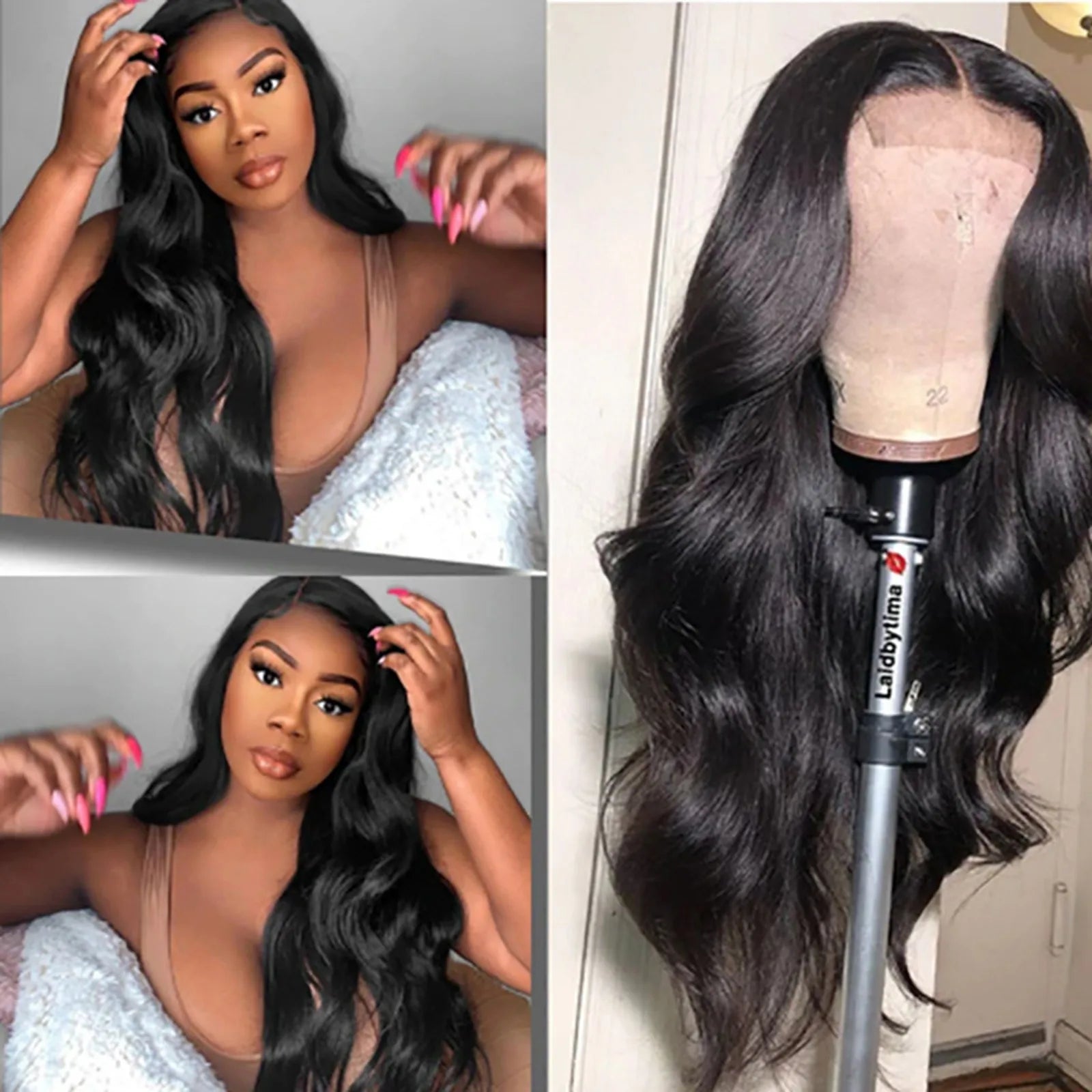 Premium Natural Black Wavy Synthetic Wig  for Women