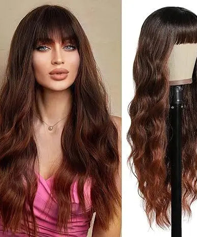 Synthetic Long Blonde Wigs with Bangs