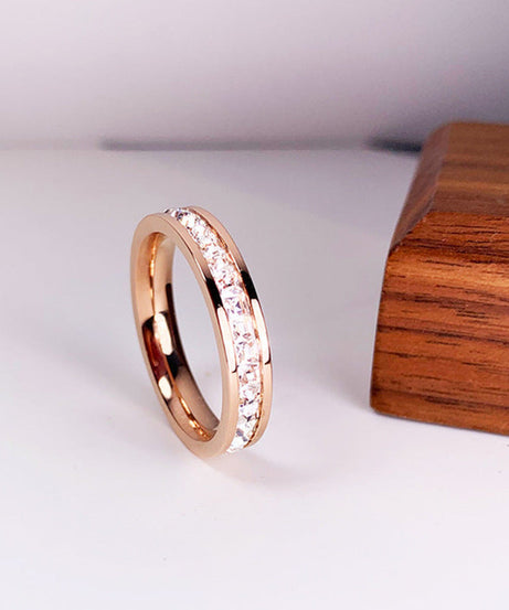 INS Rings Titanium Steel Couple Single And Double Row Diamond Ring