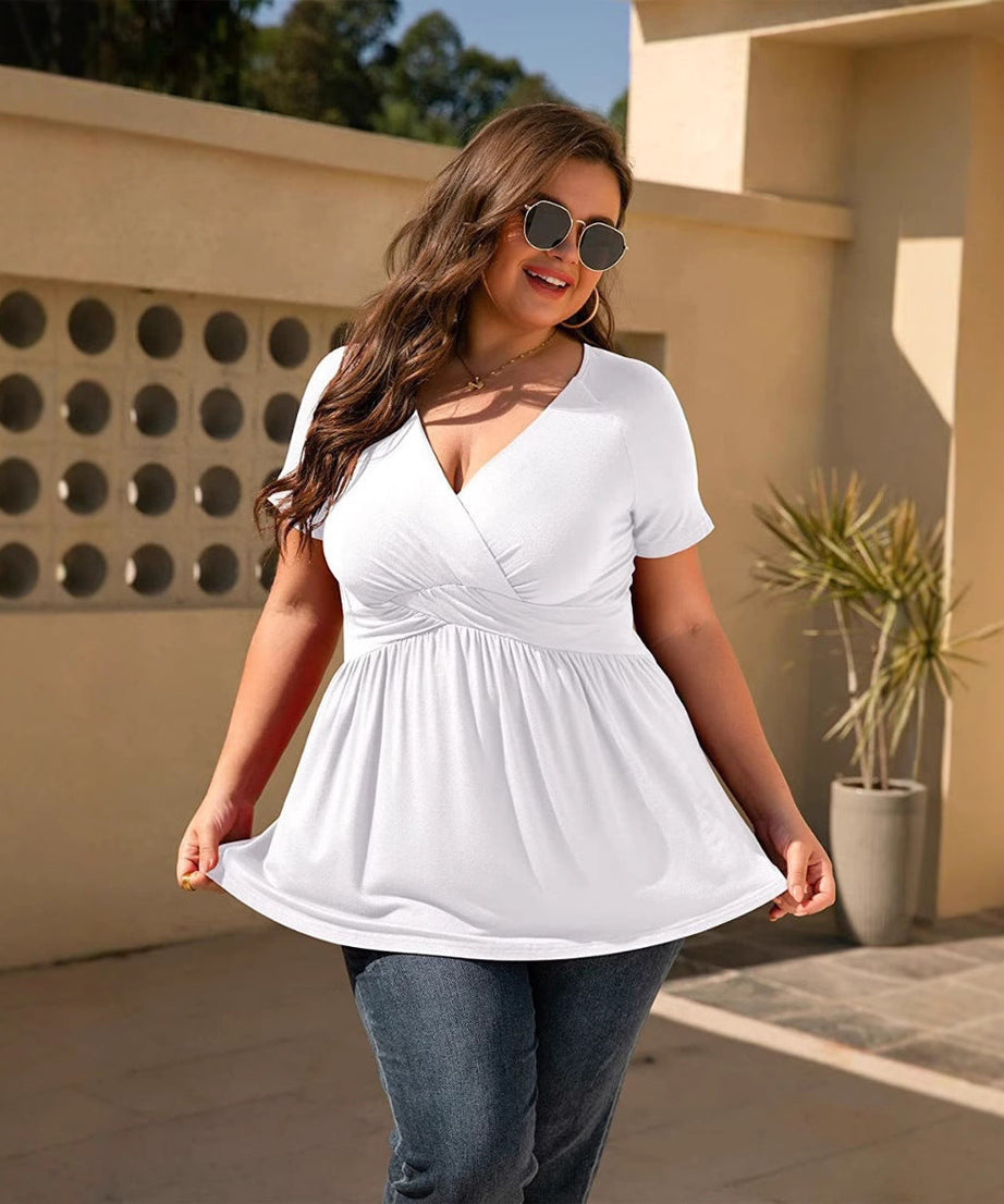 Women's Plus Size T-shirt V-neck