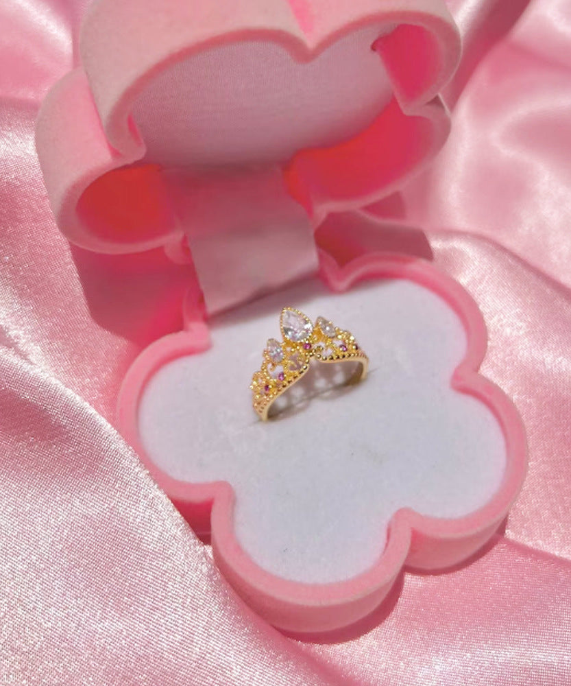 European And American Fashion Rhinestone Zircon Crown Ring